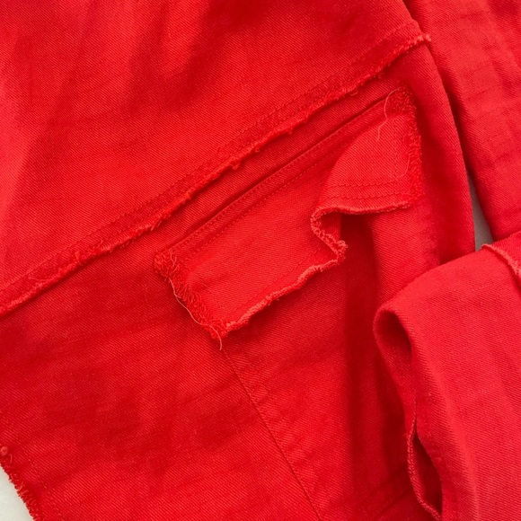 Free People Red Draped Linen Jacket - Picture 6 of 12